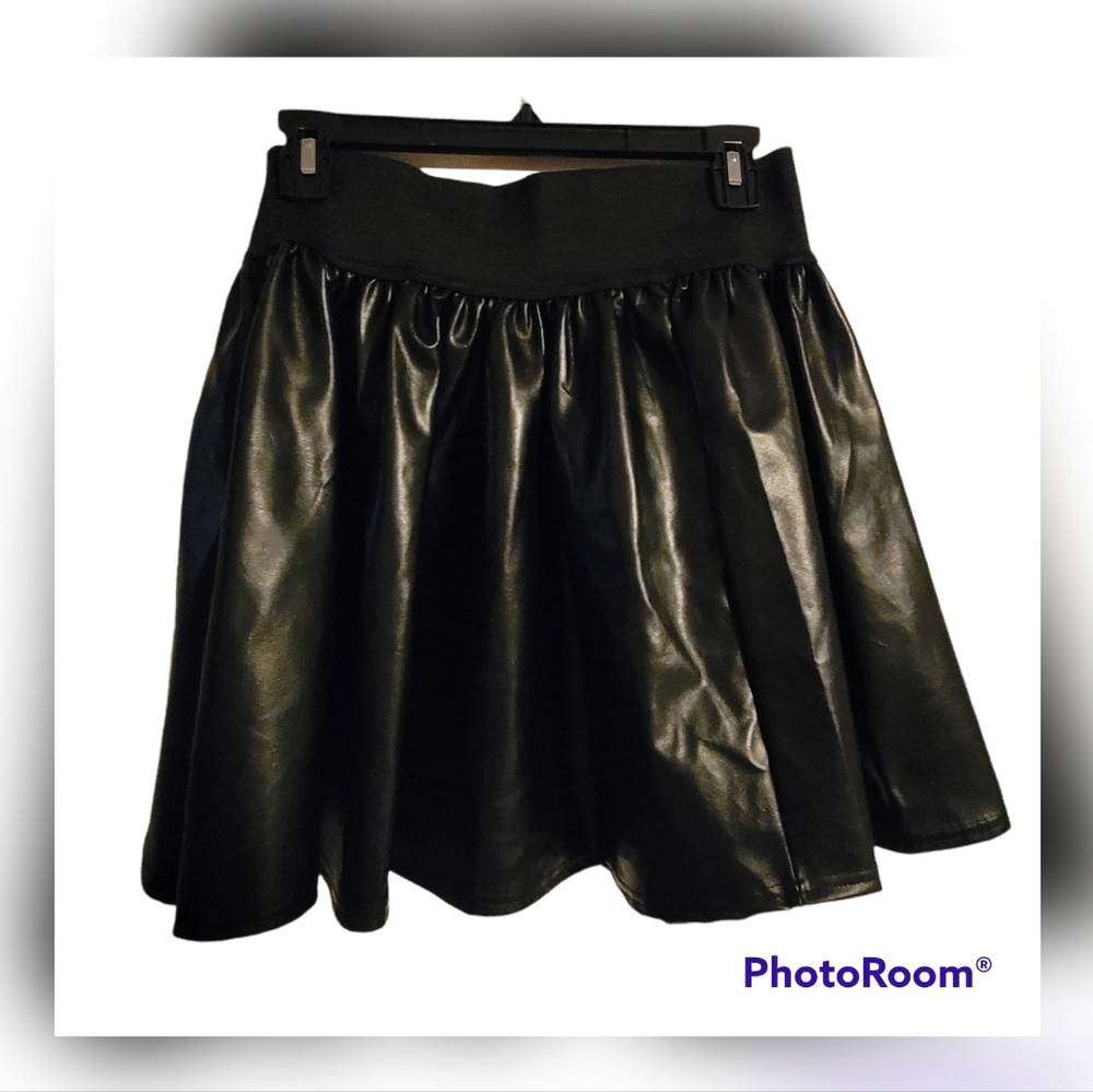 Faux Leather Skater Skirt